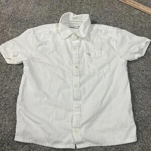 Abercrombie Kids Boys White Linen Button Up Shortsleeve Shirt size 13/14